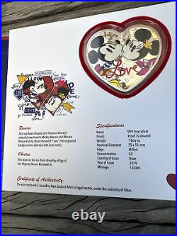 2019 Disney Heart Shaped Love 1 Oz Silver Proof Coin W Box