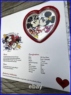 2019 Disney Heart Shaped Love 1 Oz Silver Proof Coin W Box #2