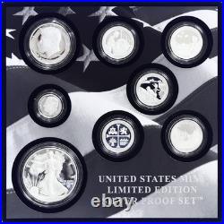 2019 Limited Edition Silver Proof Set Black Box & COA 7 Coins and Silver Eagle