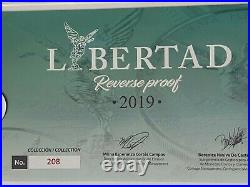 2019 Mexico Libertad SILVER Reverse Proof Set 5 Onza & 2 Oz + Box + COA Nice