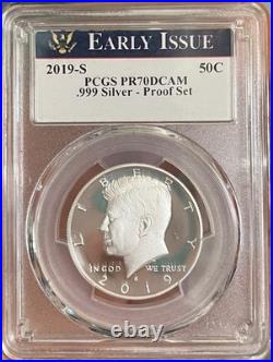 2019 PCGS PR70DCAM 7 Coin Silver Proof Set. Quarters, Kennedy, Dime & Luxury Box