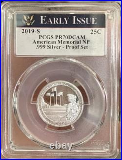 2019 PCGS PR70DCAM 7 Coin Silver Proof Set. Quarters, Kennedy, Dime & Luxury Box