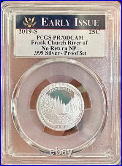 2019 PCGS PR70DCAM 7 Coin Silver Proof Set. Quarters, Kennedy, Dime & Luxury Box