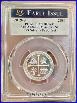 2019 PCGS PR70DCAM 7 Coin Silver Proof Set. Quarters, Kennedy, Dime & Luxury Box