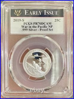 2019 PCGS PR70DCAM 7 Coin Silver Proof Set. Quarters, Kennedy, Dime & Luxury Box