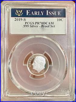 2019 PCGS PR70DCAM 7 Coin Silver Proof Set. Quarters, Kennedy, Dime & Luxury Box