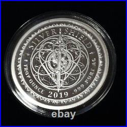 2019 PROOF SILVER SHIELD 1 OZ. 999 SILVER IN-Q-TEL WithBOX & COA