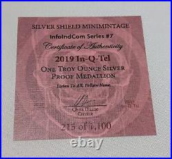 2019 PROOF SILVER SHIELD 1 OZ. 999 SILVER IN-Q-TEL WithBOX & COA