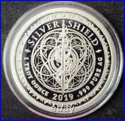2019 PROOF SILVER SHIELD 1 OZ. 999 SILVER IN-Q-TEL WithBOX & COA RARE LIMITED