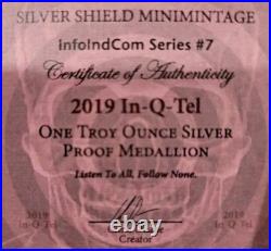2019 PROOF SILVER SHIELD 1 OZ. 999 SILVER IN-Q-TEL WithBOX & COA RARE LIMITED