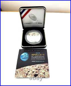 2019-P Apollo 11 50th Anniversary 5 Oz Silver Proof Dollar Coin with COA & Box