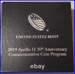 2019-P Apollo 11 50th Anniversary SILVER Proof Dollar WithBox & COA, Curved Coin
