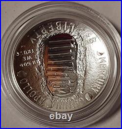 2019-P Apollo 11 50th Anniversary SILVER Proof Dollar WithBox & COA, Curved Coin