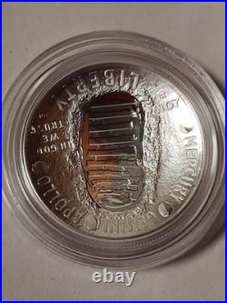 2019-P Apollo 11 50th Anniversary SILVER Proof Dollar WithBox & COA, Curved Coin