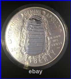 2019-P Proof Apollo 11 50th Anniversary 5 Oz Silver Coin Complete BOX