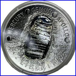 2019-P Proof Apollo 11 50th Anniversary 5 Oz Silver Coin Complete BOX & COA