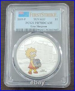 2019-P Tuvalu Lisa Simpson 1 oz. 9999 Silver Proof Coin PCGS PR70DCAM w Box&COA