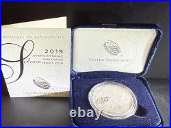2019 Proof $1 American Silver Eagle Box, OGP & COA