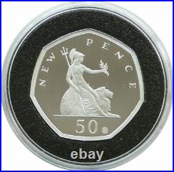 2019 Royal Mint New Pence Britannia Privy 50p Silver Proof Coin Box Coa