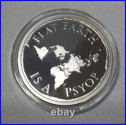 2019 SILVER SHIELD 1 OZ. 999 SILVER PROOF FLAT EARTH PSYOP WithBOX+COA 579 MINTAGE