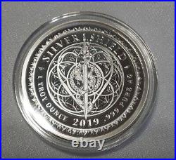 2019 SILVER SHIELD 1 OZ. 999 SILVER PROOF FLAT EARTH PSYOP WithBOX+COA 579 MINTAGE