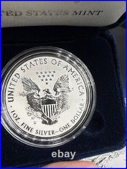 2019-S 19XE Enhanced Reverse Proof Silver Eagle with Blue Boxes & Numbered COA