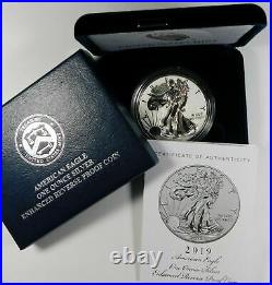 2019-S 19XE Enhanced Reverse Proof Silver Eagle with Box and Numbered COA PR