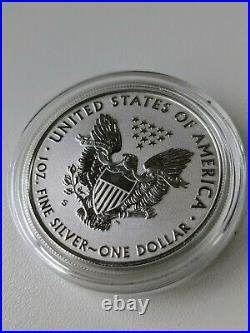 2019-S American Eagle One Ounce Silver Enhanced Reverse Proof Coin 19XE BOX COA
