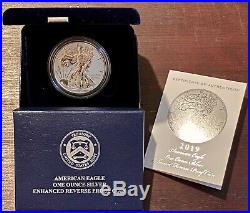 2019-S Enhanced Reverse Proof American Eagle Silver Coin With Box & COA