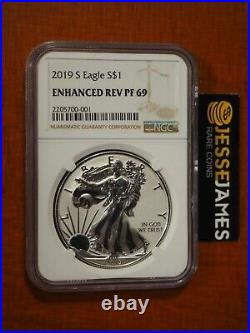 2019 S Enhanced Reverse Proof Silver Eagle Ngc Pf69 Brown Label With Box/coa