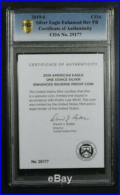 2019-S PCGS PR70 ENHANCED REVERSE PROOF SILVER EAGLE FIRST STRIKE With BOX & COA