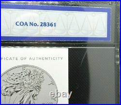 2019 S Reverse Proof Silver Eagle NGC Graded PF 69 With COA & Mint Box