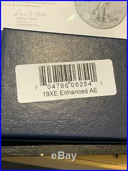 2019-S Silver Eagle Enhanced Reverse Proof NGC PF70 Baltimore Box Receipt Coa