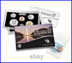 2019- S US Mint Silver Proof Set with Box & COA and 2019- W Revers Proof 1 Cent