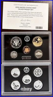 2019 S United States Mint Silver Proof Set 10 Coins OGP Box COA 99.9% Silver 2019 S United States Mint Silver Proof Set 10 Coins OGP Box COA 99.9% Silver