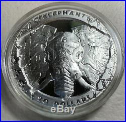 2019 Sierra Leone Big 5 Elephant 2 oz Proof Silver $20 -original box-500 Mintage