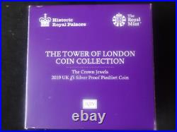 2019 Silver Proof Piedfort £5 Coin Box's + Coa Tower Of London The Crown Jewels