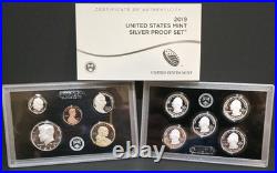 2019 Silver Proof Set U. S Mint COA BOX 10 COINS 99.9% NO EXTRA PENNY