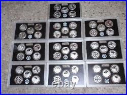 2019 Silver Quarter Proof Sets (10sets 50Coins) as pictured No COA, No Box 99.9%