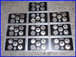 2019 Silver Quarter Proof Sets (10sets 50Coins) as pictured No COA, No Box 99.9%