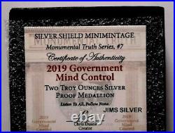 2019 Silver Shield GOVERNMENT MIND CONTROL 2 oz. Silver PROOF with COA & BOX! 391