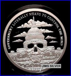 2019 Silver Shield GOVERNMENT MIND CONTROL 2 oz. Silver PROOF with COA & BOX! 391