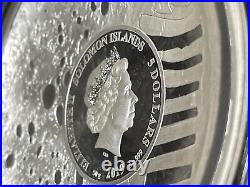 2019 Solomon Islands 50 YEARS. 999 SILVER PROOF COIN $5 Moon Land BOX/COA 50g