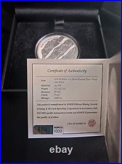 2019 South Korea 1 oz Silver Tiger Proof Latent With Box And COA #474 / 1,000