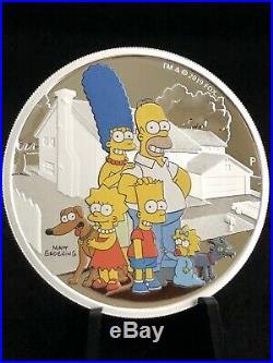 2019 TUVALU 2oz. 9999 SILVER THE SIMPSONS FAMILY PROOF COIN WITH MINT BOX & COA