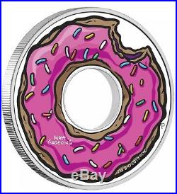 2019 The Simpsons Donut 1 Oz. Silver Proof Coin With Box/coa Mintage 3,000 New