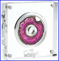 2019 Tuvalu The Simpsons Donut 1 oz Colored Silver Proof Coin with Box and COA
