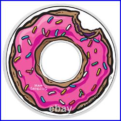 2019 Tuvalu The Simpsons Donut 1 oz Colored Silver Proof Coin with Box and COA