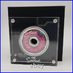 2019 Tuvalu The Simpsons Donut 1 oz Colored Silver Proof Coin with Box and COA