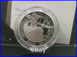 2019 UK Britannia 1oz Silver Proof Coin COA #420 Original Box & Packaging